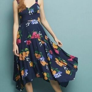 Anthropologie Maeve Julienne Navy Floral Dress 6 | Flowy Feminine multicolor